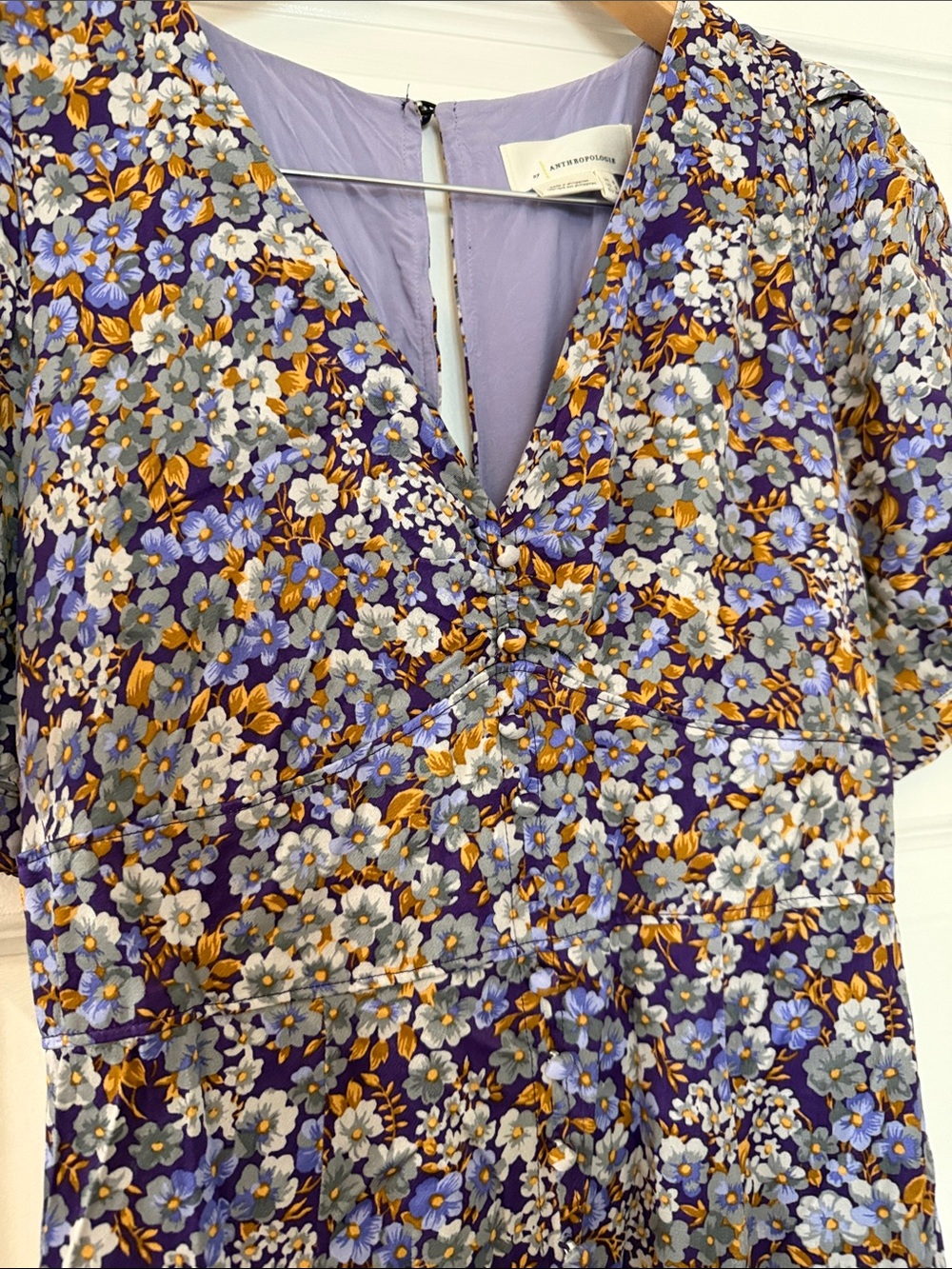 Anthropologie Lavender Floral Wrap-Style Maxi Dress - Picture 3 of 9